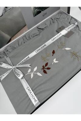 Gardenia El İşi Nakışlı %100 Pamuklu Çift Kişilik Nevresim Takımı (Gri) - 5