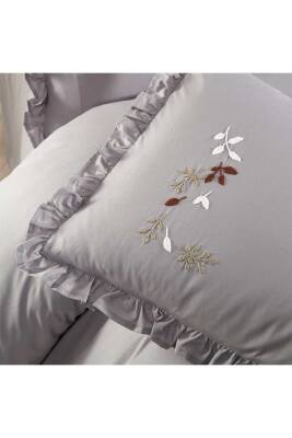 Gardenia El İşi Nakışlı %100 Pamuklu Çift Kişilik Nevresim Takımı (Gri) - 6