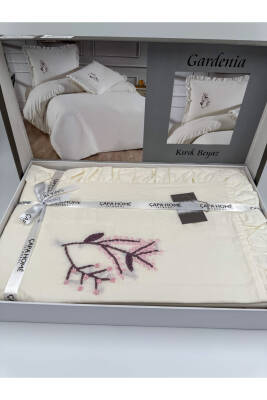 Gardenia El İşi Nakışlı %100 Pamuklu Çift Kişilik Nevresim Takımı (Ekru)