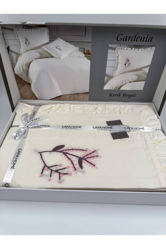 Gardenia El İşi Nakışlı %100 Pamuklu Çift Kişilik Nevresim Takımı (Ekru) - 1