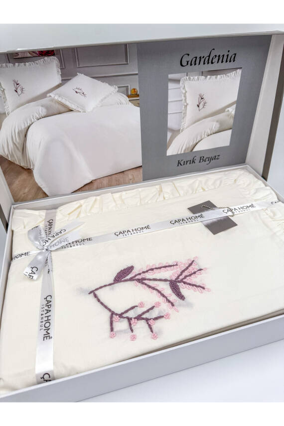 Gardenia El İşi Nakışlı %100 Pamuklu Çift Kişilik Nevresim Takımı (Ekru) - 2
