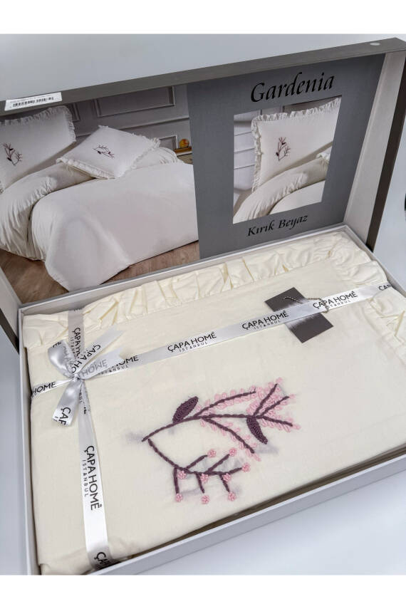 Gardenia El İşi Nakışlı %100 Pamuklu Çift Kişilik Nevresim Takımı (Ekru) - 4
