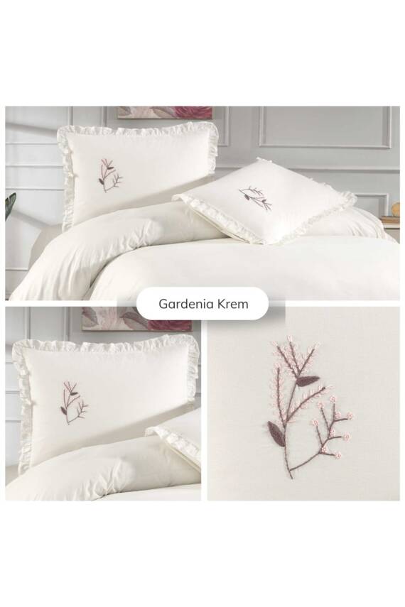 Gardenia El İşi Nakışlı %100 Pamuklu Çift Kişilik Nevresim Takımı (Ekru) - 6
