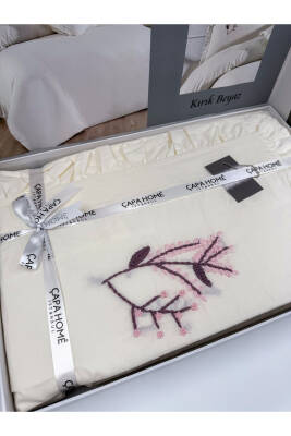 Gardenia El İşi Nakışlı %100 Pamuklu Çift Kişilik Nevresim Takımı (Ekru) - 8