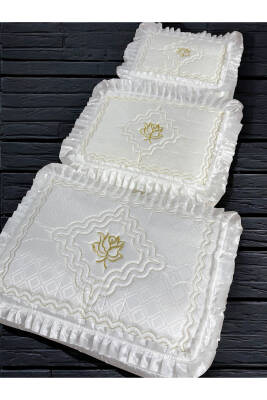 Gelin Modeli Bohça Söz Nişan Hurcu Çeyizlik 3'lü Set (Ekru) - 2