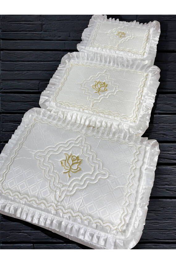 Gelin Modeli Bohça Söz Nişan Hurcu Çeyizlik 3'lü Set (Ekru) - 2