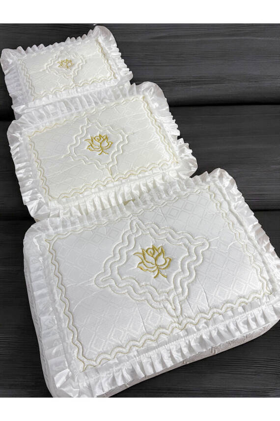 Gelin Modeli Bohça Söz Nişan Hurcu Çeyizlik 3'lü Set (Ekru) - 3