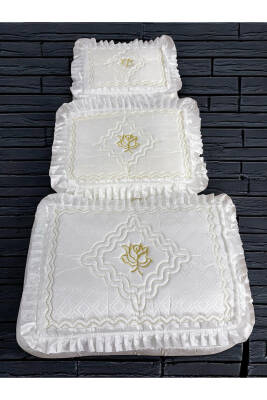 Gelin Modeli Bohça Söz Nişan Hurcu Çeyizlik 3'lü Set (Ekru) - 5