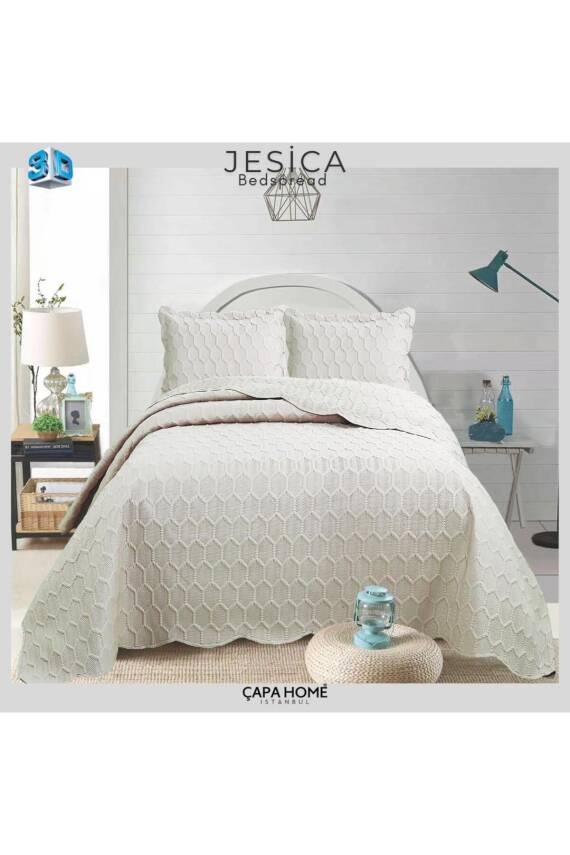 Jesica Çift Kişilik Yatak Örtüsü (Bej) - 1