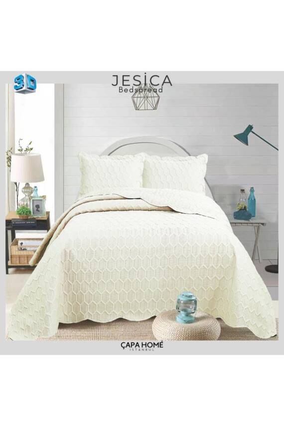 Jesica Çift Kişilik Yatak Örtüsü (Ekru) - 1