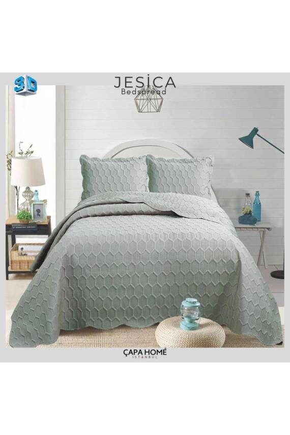 Jesica Tek Kişilik Yatak Örtüsü (Gri) - 1