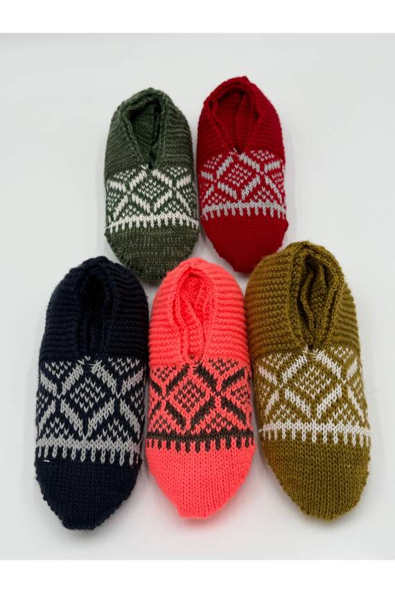 Kadın El İşi Model Yün Örgü 5 Adet Patik Çeyizlik Bohçalık Hediyelik (ASORTİ) - 4