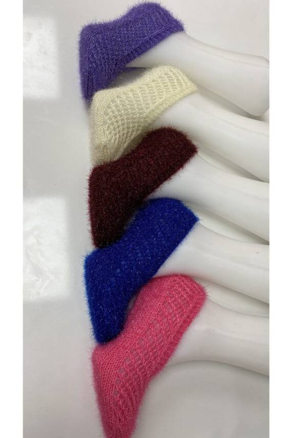 Kadın Simli Kristal Yün Örgü 5 Adet Patik Çeyizlik Bohçalık Hediyelik (ASORTİ) - 3