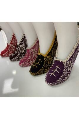 Kadın Yün Örgü 5 Adet Pamuklu Patik Çeyizlik Hediyelik Bohçalık (ASORTİ) - 2