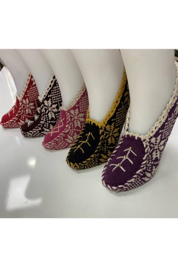 Kadın Yün Örgü 5 Adet Pamuklu Patik Çeyizlik Hediyelik Bohçalık (ASORTİ) - 2