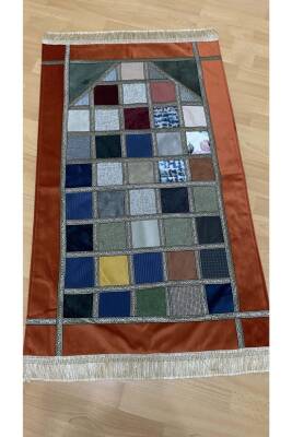 Kırkyama Patchwork Astarlı Kadife Çeyizlik Hediyelik Seccade (HARDAL) - 2