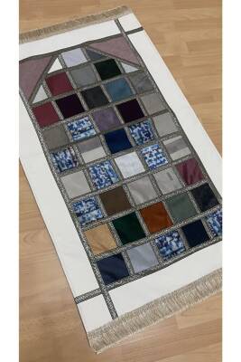 Kırkyama Patchwork Astarlı Kadife Çeyizlik Hediyelik Seccade (KREM) 