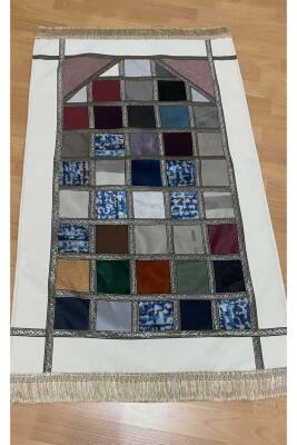 Kırkyama Patchwork Astarlı Kadife Çeyizlik Hediyelik Seccade (KREM) - 2