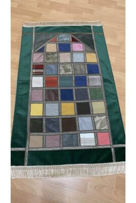 Kırkyama Patchwork Astarlı Kadife Çeyizlik Hediyelik Seccade (YEŞİL) - 2