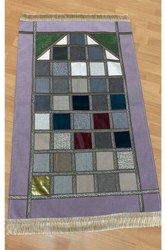 Kırkyama Patchwork Astarlı Kadife Çeyizlik Hediyelik Seccade (MOR) - 2
