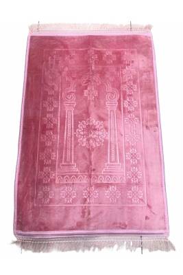 Lüks Kalın Yumuşak Peluş Seccade Kaymaz Taban Özellikli Çantalı (Pembe) 