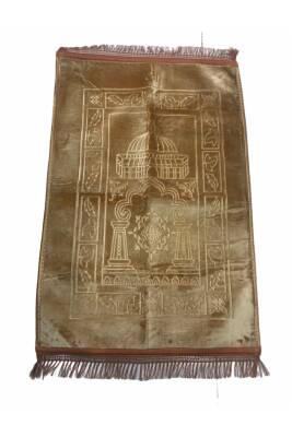 Lüks Kalın Yumuşak Peluş Seccade Kaymaz Taban Özellikli Çantalı (Bej) 