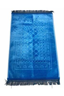 Lüks Kalın Yumuşak Peluş Seccade Kaymaz Taban Özellikli Çantalı (Mavi) 