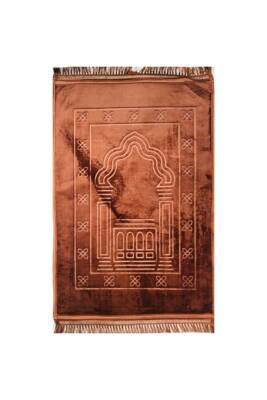 Lüks Kalın Yumuşak Peluş Seccade Kaymaz Taban Özellikli Çantalı (AÇIK KAHVE)