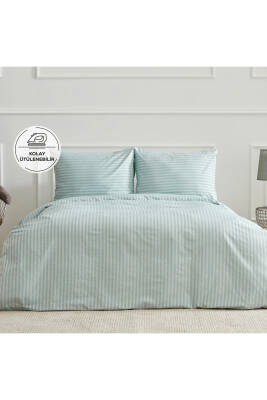 Naturel  Stripe Pamuk Çift Kişilik Nevresim Takımı (Yeşil)
