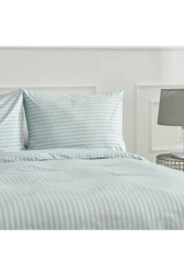 Naturel  Stripe Pamuk Çift Kişilik Nevresim Takımı (Yeşil) - 3