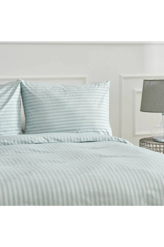Naturel  Stripe Pamuk Çift Kişilik Nevresim Takımı (Yeşil) - 3
