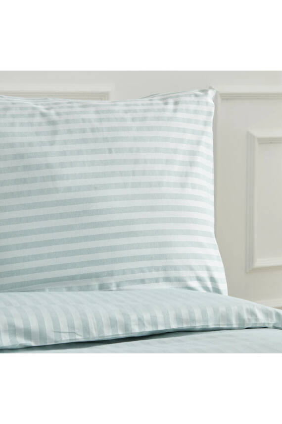 Naturel  Stripe Pamuk Çift Kişilik Nevresim Takımı (Yeşil) - 4
