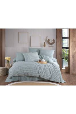 Naturel  Stripe Pamuk Çift Kişilik Nevresim Takımı (Yeşil) - 5