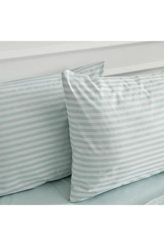 Naturel  Stripe Pamuk Çift Kişilik Nevresim Takımı (Yeşil) - 6