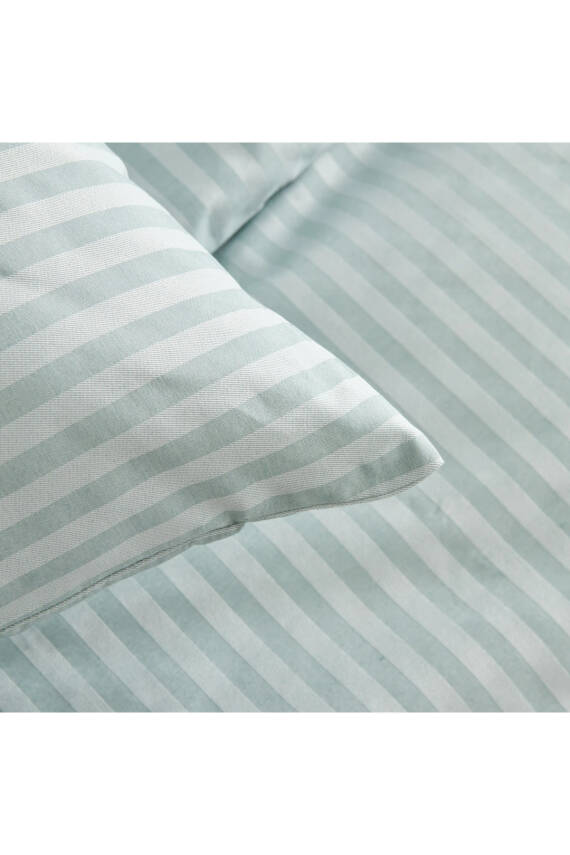 Naturel  Stripe Pamuk Çift Kişilik Nevresim Takımı (Yeşil) - 7