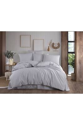 Naturel  Stripe Pamuk Çift Kişilik Nevresim Takımı (Gri) - 3
