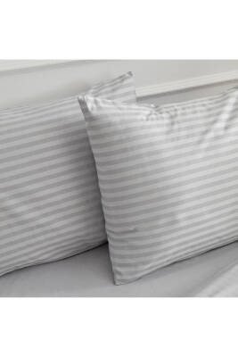 Naturel  Stripe Pamuk Çift Kişilik Nevresim Takımı (Gri) - 4