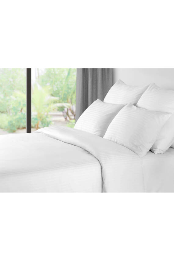 Naturel  Stripe Pamuk Çift Kişilik Nevresim Takımı (Beyaz) - 2