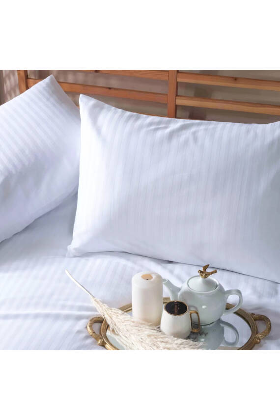 Naturel  Stripe Pamuk Çift Kişilik Nevresim Takımı (Beyaz) - 3