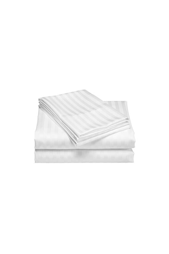 Naturel  Stripe Pamuk Çift Kişilik Nevresim Takımı (Beyaz) - 4