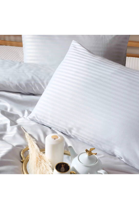 Naturel  Stripe Pamuk Çift Kişilik Nevresim Takımı (Beyaz) - 6