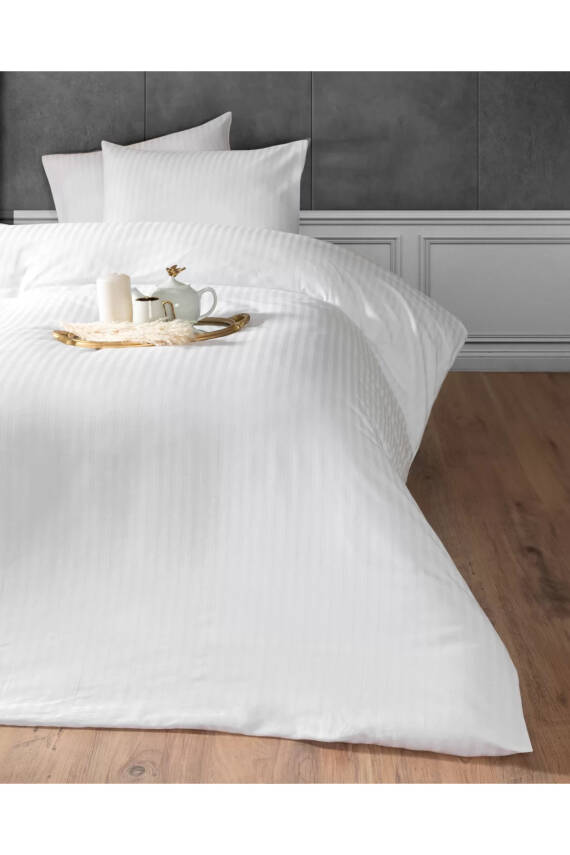 Naturel  Stripe Pamuk Çift Kişilik Nevresim Takımı (Beyaz) - 7