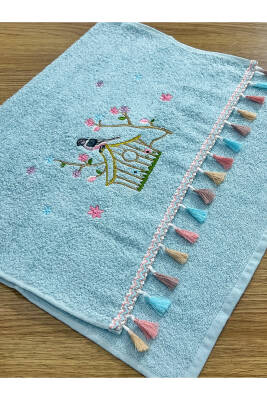 Pamuklu 6'lı Kuş Kafes Nakışlı 50x90 El Yüz Havlu Seti (Asorti) - 3