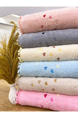 Ponponlu Kalp Nakışlı 6'lı 30x50 Mutfak Havlu Seti (ASORTİ) - 2