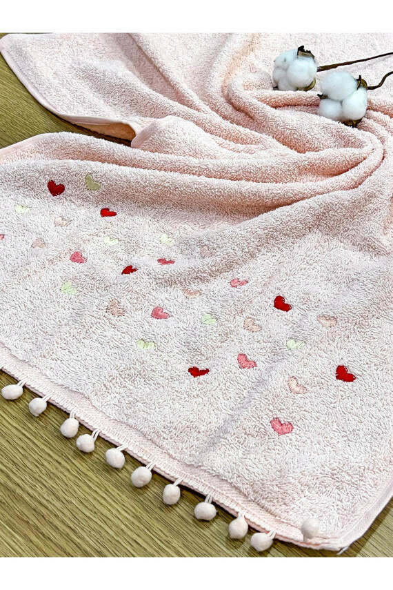 Ponponlu Kalp Nakışlı 6'lı 30x50 Mutfak Havlu Seti (ASORTİ) - 6