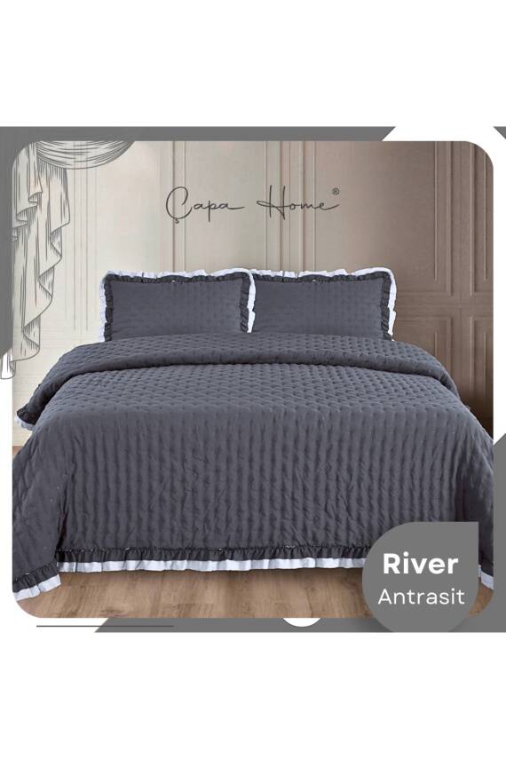 River Tek Kişilik Yatak Örtüsü (Antrasit) - 1