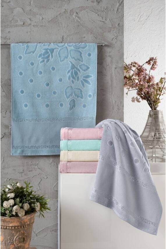 Soft Etamın Bordurlu Jakarlı Asorti Havlu 12'lı 50x90 Cm - 1