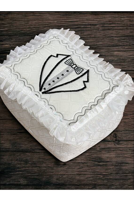 STD Damat Figürlü Bohça 40x35 Söz Nişan Hurcu Çeyizlik Klasik (Ekru) - 1