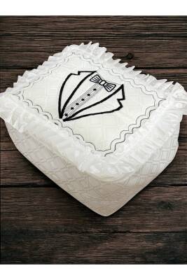 STD Damat Figürlü Bohça 40x35 Söz Nişan Hurcu Çeyizlik Klasik (Ekru) - 4