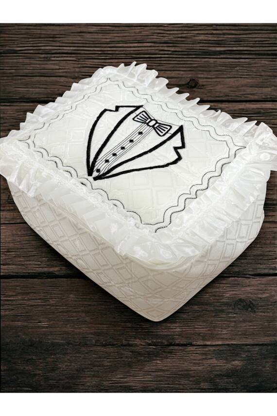 STD Damat Figürlü Bohça 40x35 Söz Nişan Hurcu Çeyizlik Klasik (Ekru) - 4